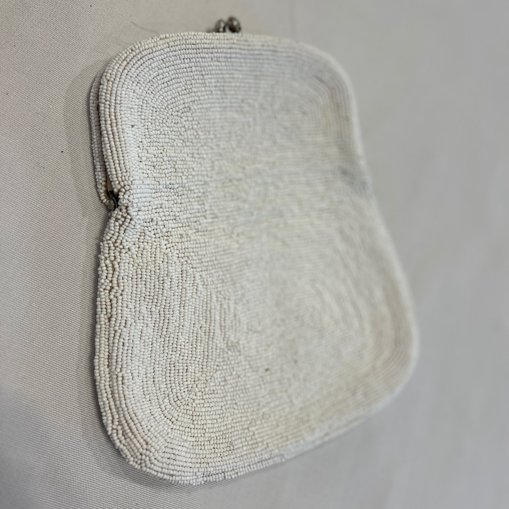 Vintage Josef White Beaded Evening Clutch | Belgium | Bridal Cocktail Bag